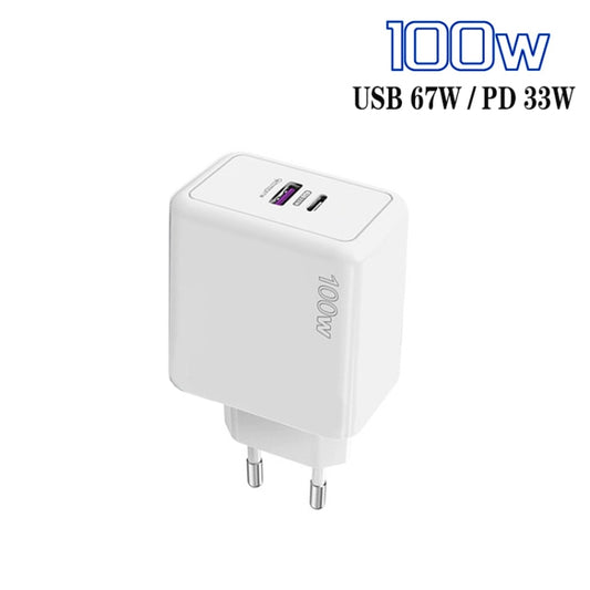 USB 67W / Type-C PD 33W Super fast Charging Full Protocol Mobile Phone Charger, EU Plug(White) by buy2fix