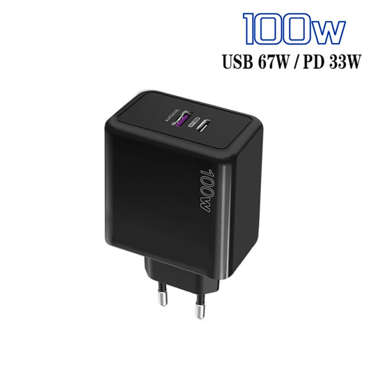 USB 67W / Type-C PD 33W Super fast Charging Full Protocol Mobile Phone Charger, EU Plug(Black) by buy2fix
