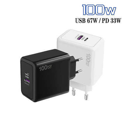 USB 67W / Type-C PD 33W Super fast Charging Full Protocol Mobile Phone Charger, EU Plug(Black) by buy2fix