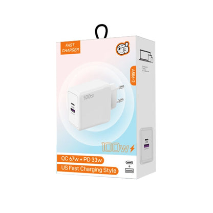 USB 67W / Type-C PD 33W Super fast Charging Full Protocol Mobile Phone Charger, EU Plug(Black) by buy2fix