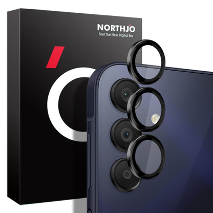 For Samsung Galaxy A15 4G / 5G NORTHJO Camera LensCD Vein Metal Ring Tempered Glass Film(Black) - Galaxy Tempered Glass by NORTHJO | Online Shopping UK | buy2fix