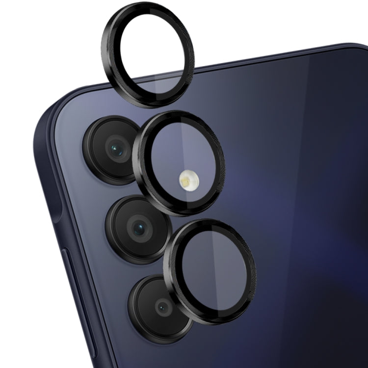 For Samsung Galaxy A15 4G / 5G NORTHJO Camera LensCD Vein Metal Ring Tempered Glass Film(Black) - Galaxy Tempered Glass by NORTHJO | Online Shopping UK | buy2fix