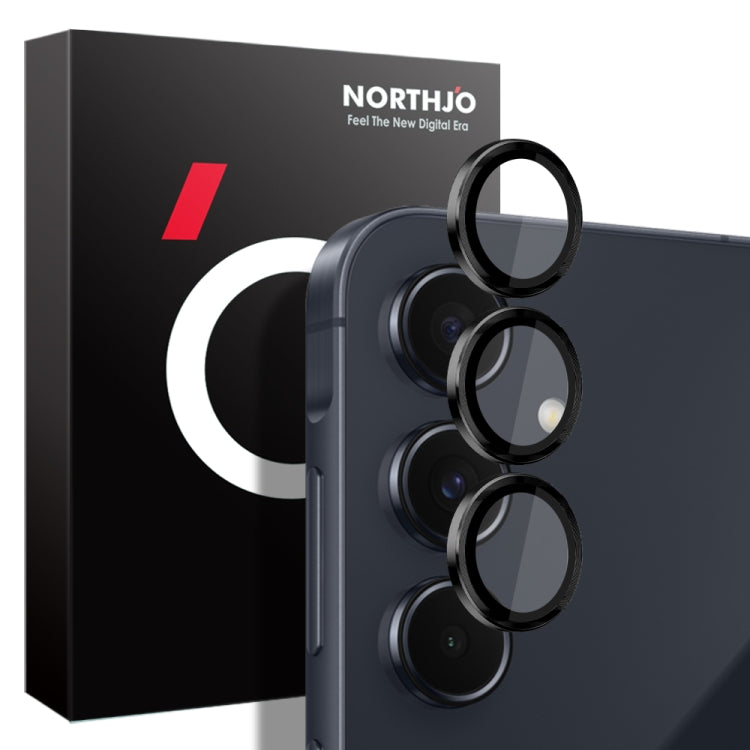 For Samsung Galaxy A55 5G NORTHJO Camera LensCD Vein Metal Ring Tempered Glass Film(Black) - Galaxy Tempered Glass by NORTHJO | Online Shopping UK | buy2fix