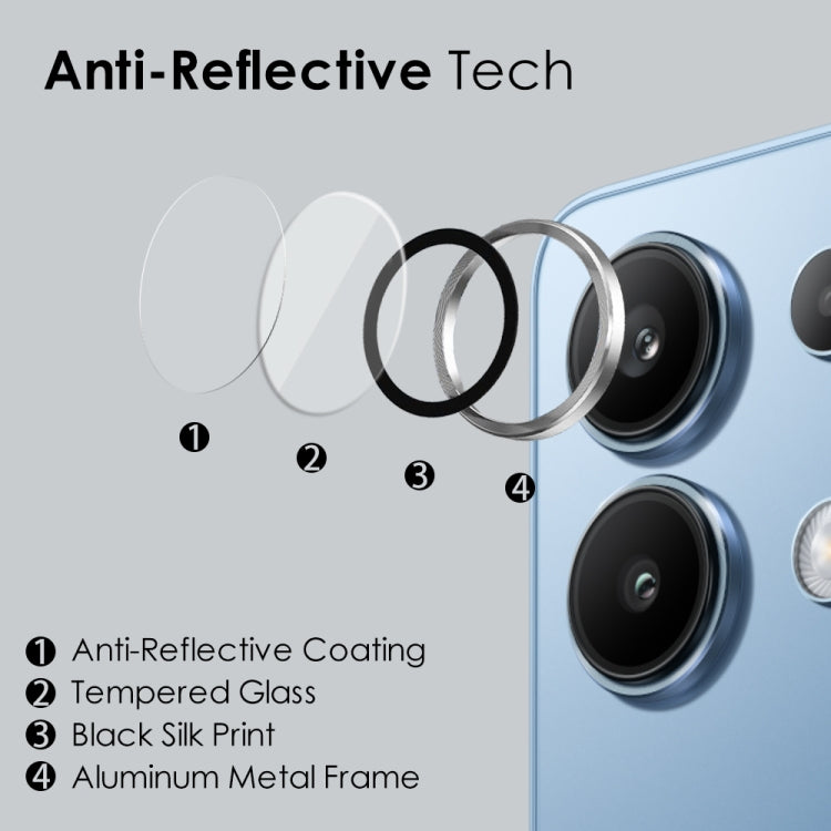 For Xiaomi Redmi Note 13 4G NORTHJO Camera LensCD Vein Metal Ring Tempered Glass Film(Silver) -  by NORTHJO | Online Shopping UK | buy2fix
