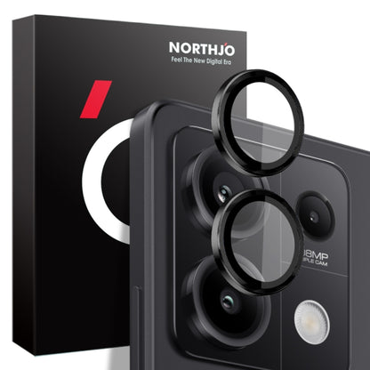 For Xiaomi Redmi Note 13 5G NORTHJO Camera LensCD Vein Metal Ring Tempered Glass Film(Black) -  by NORTHJO | Online Shopping UK | buy2fix