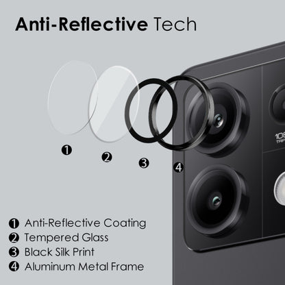 For Xiaomi Redmi Note 13 5G NORTHJO Camera LensCD Vein Metal Ring Tempered Glass Film(Black) -  by NORTHJO | Online Shopping UK | buy2fix
