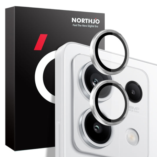 For Xiaomi Redmi Note 13 5G NORTHJO Camera LensCD Vein Metal Ring Tempered Glass Film(Silver) -  by NORTHJO | Online Shopping UK | buy2fix