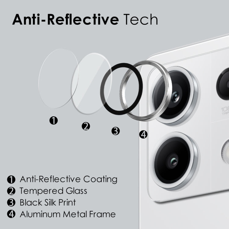 For Xiaomi Redmi Note 13 5G NORTHJO Camera LensCD Vein Metal Ring Tempered Glass Film(Silver) -  by NORTHJO | Online Shopping UK | buy2fix