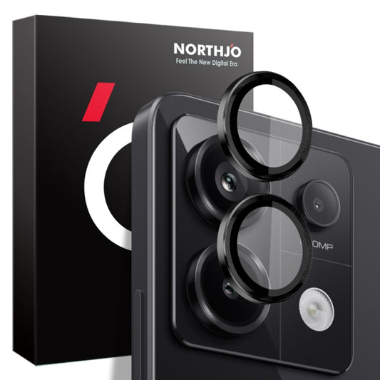 For Xiaomi Redmi Note 13 Pro 5G NORTHJO Camera LensCD Vein Metal Ring Tempered Glass Film(Black) -  by NORTHJO | Online Shopping UK | buy2fix