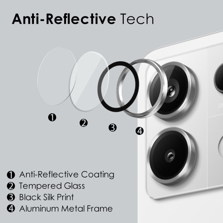 For Xiaomi Redmi Note 13 Pro 5G NORTHJO Camera LensCD Vein Metal Ring Tempered Glass Film(Silver) -  by NORTHJO | Online Shopping UK | buy2fix