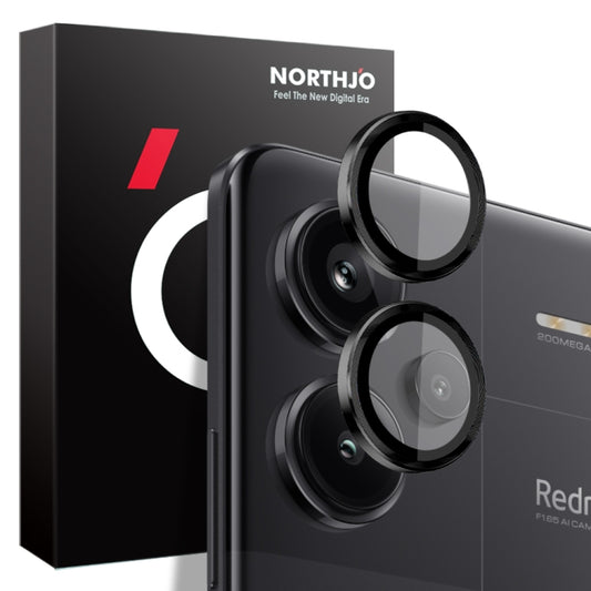 For Xiaomi Redmi Note 13 Pro+ 5G NORTHJO Camera LensCD Vein Metal Ring Tempered Glass Film(Black) -  by NORTHJO | Online Shopping UK | buy2fix