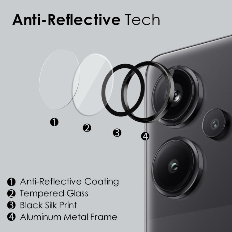 For Xiaomi Redmi Note 13 Pro+ 5G NORTHJO Camera LensCD Vein Metal Ring Tempered Glass Film(Black) -  by NORTHJO | Online Shopping UK | buy2fix
