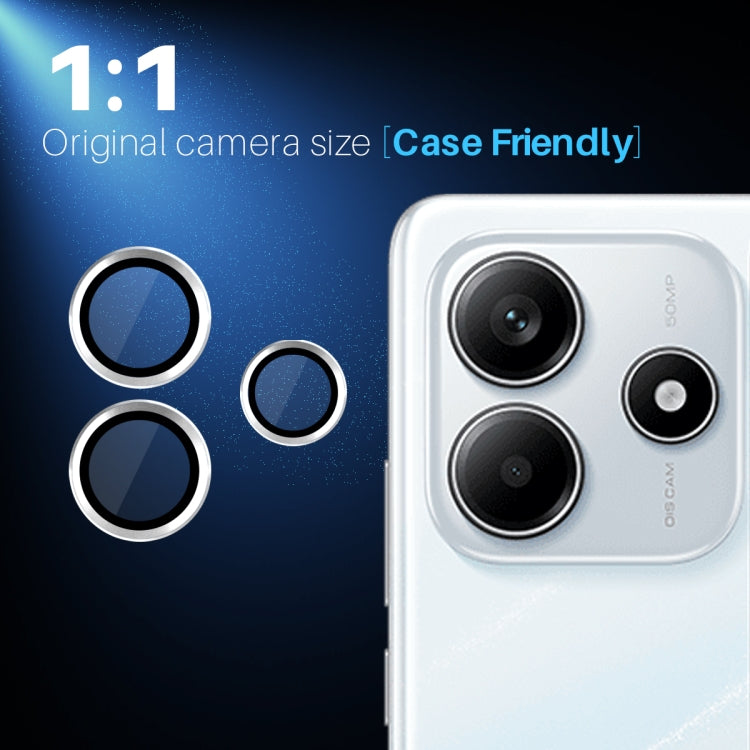 For Xiaomi Redmi Note 14 5G NORTHJO Camera LensCD Vein Metal Ring Tempered Glass Film(Silver) - Note 14 Tempered Glass by NORTHJO | Online Shopping UK | buy2fix
