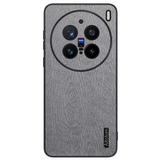 For vivo X200 Pro Tree Bark Leather Shockproof Phone Case(Grey) - vivo Cases by buy2fix | Online Shopping UK | buy2fix