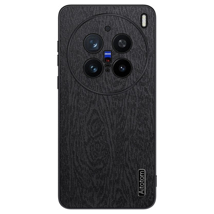 For vivo X200 Pro Tree Bark Leather Shockproof Phone Case(Black) - vivo Cases by buy2fix | Online Shopping UK | buy2fix