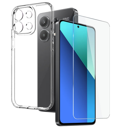 For Xiaomi Redmi Note 13 4G NORTHJO Transparent TPU Phone Case with Tempered Glass Film(Transparent) - Xiaomi Cases by NORTHJO | Online Shopping UK | buy2fix