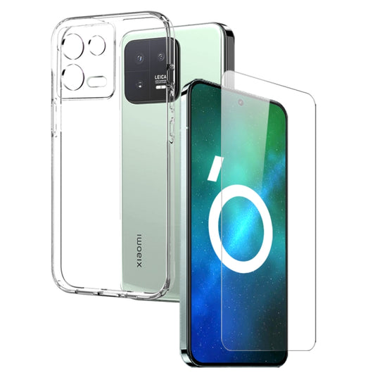 For Xiaomi 13 5G NORTHJO Transparent TPU Phone Case with Tempered Glass Film(Transparent) - Xiaomi Cases by NORTHJO | Online Shopping UK | buy2fix