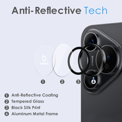 For Huawei Pura 70 NORTHJO Camera Lens CD Vein Metal Ring Tempered Glass Film(Black) - Huawei Tempered Glass by NORTHJO | Online Shopping UK | buy2fix