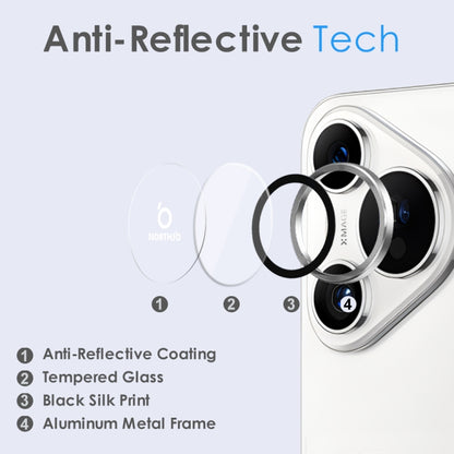 For Huawei Pura 70 NORTHJO Camera Lens CD Vein Metal Ring Tempered Glass Film(Silver) - Huawei Tempered Glass by NORTHJO | Online Shopping UK | buy2fix