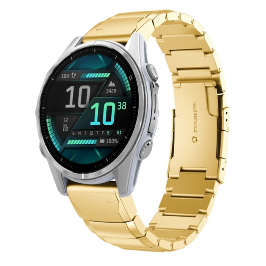 For Garmin Fenix 8 AMOLED 43mm Tortoise Shell 20mm Stainless Steel Watch Band(Gold) - Watch Bands by buy2fix | Online Shopping UK | buy2fix