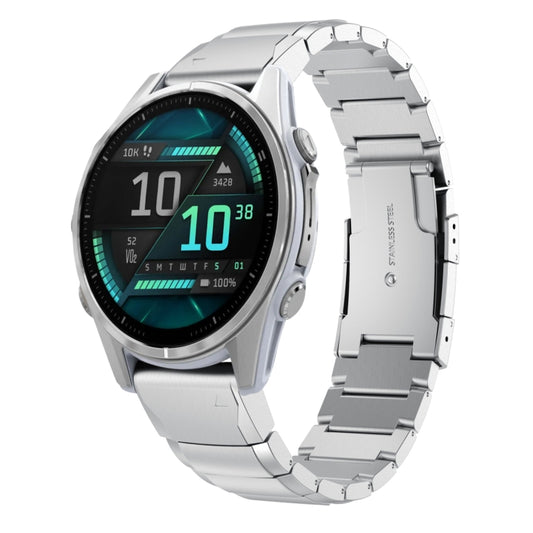 For Garmin Fenix 8 AMOLED 43mm Tortoise Shell 20mm Stainless Steel Watch Band(Sliver) - Watch Bands by buy2fix | Online Shopping UK | buy2fix