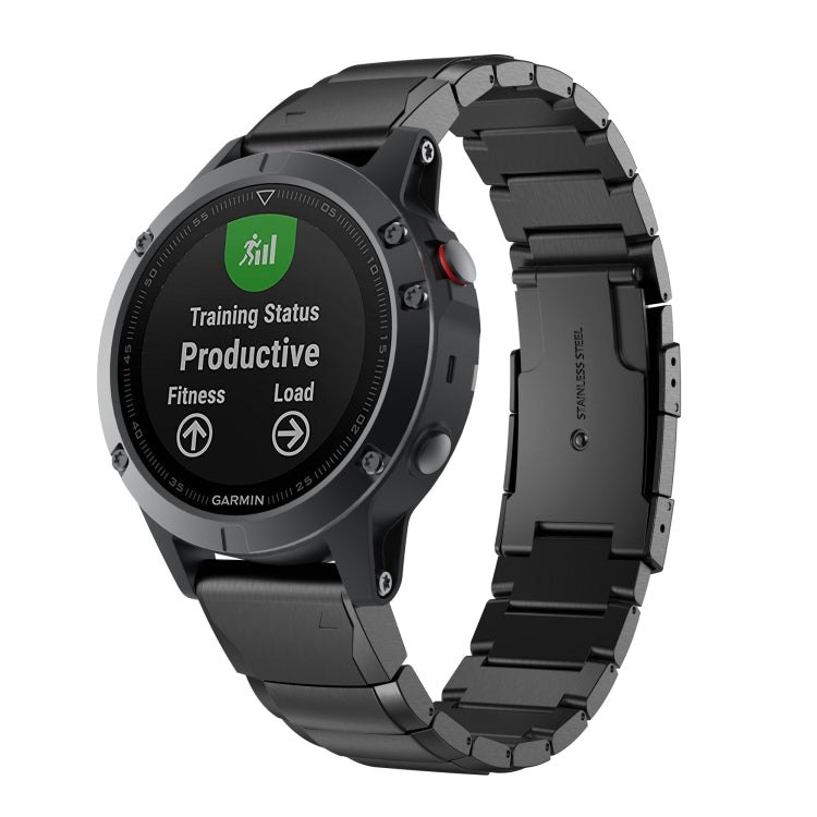 For Garmin Fenix 7S Solar Tortoise Shell 20mm Stainless Steel Watch Band(Black) - Watch Bands by buy2fix | Online Shopping UK | buy2fix