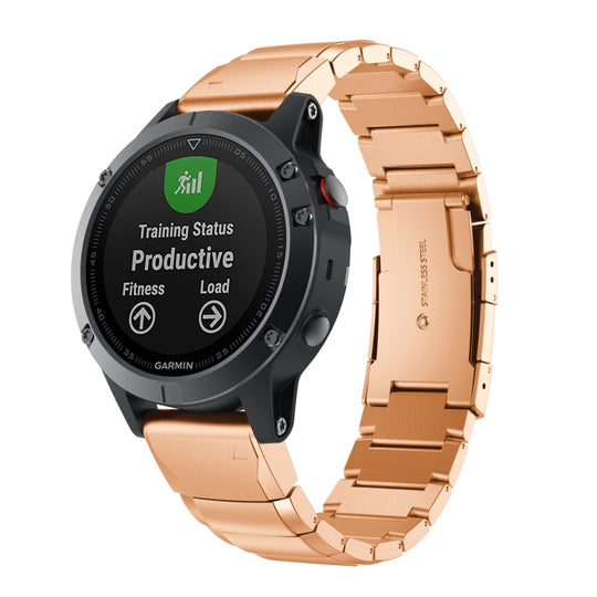 For Garmin Fenix 6S Pro Tortoise Shell 20mm Stainless Steel Watch Band(Rose Gold)