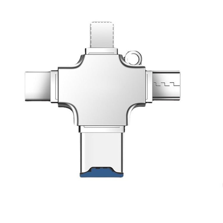 4 in 1 USB-C / Type-C USB 2.0 + Micro USB + 8 Pin Adapter TF Card Reader, Memory Card:No Memory(Sliver) by buy2fix