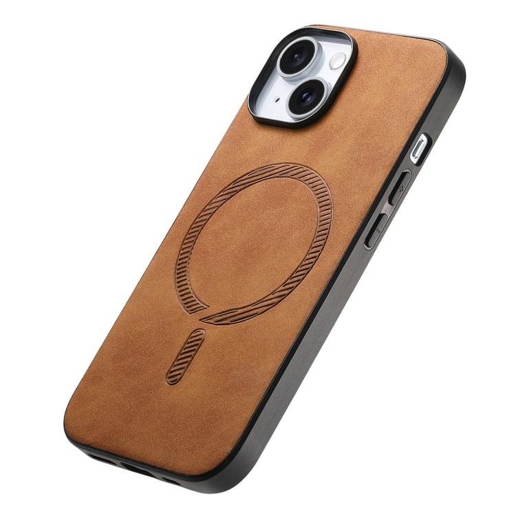 For iPhone 12 Pro Solid Color Retro Magsafe PU Back Cover Phone Case(Brown) by buy2fix