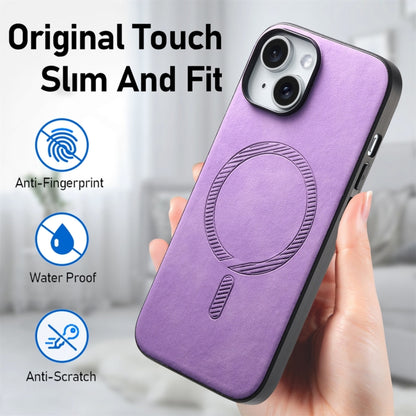 For iPhone 16 Pro Solid Color Retro Magsafe PU Back Cover Phone Case(Purple) by buy2fix
