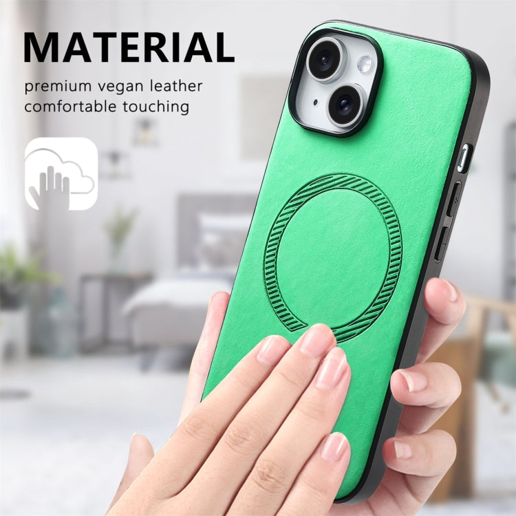For iPhone 16 Pro Solid Color Retro Magsafe PU Back Cover Phone Case(Green) by buy2fix