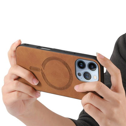 For iPhone 16 Pro Solid Color Retro Magsafe PU Back Cover Phone Case(Brown) by buy2fix