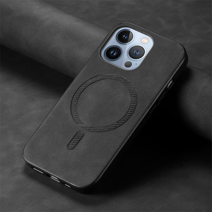 For iPhone 16 Pro Solid Color Retro Magsafe PU Back Cover Phone Case(Black) by buy2fix