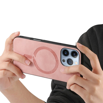 For iPhone 16 Pro Max Solid Color Retro Magsafe PU Back Cover Phone Case(Pink) by buy2fix