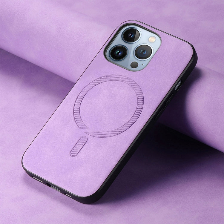 For iPhone 16 Pro Max Solid Color Retro Magsafe PU Back Cover Phone Case(Purple) by buy2fix