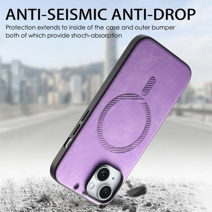 For iPhone 16 Pro Max Solid Color Retro Magsafe PU Back Cover Phone Case(Purple) by buy2fix