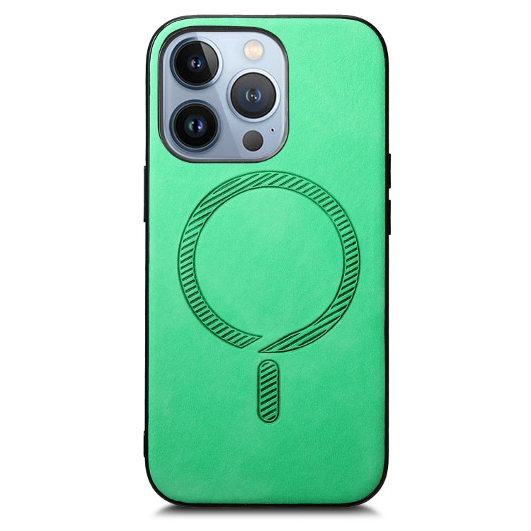 For iPhone 16 Pro Max Solid Color Retro Magsafe PU Back Cover Phone Case(Green) by buy2fix