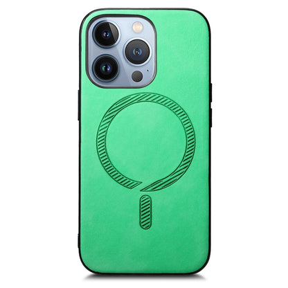 For iPhone 16 Pro Max Solid Color Retro Magsafe PU Back Cover Phone Case(Green) by buy2fix
