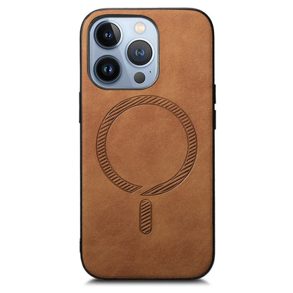 For iPhone 16 Pro Max Solid Color Retro Magsafe PU Back Cover Phone Case(Brown) by buy2fix