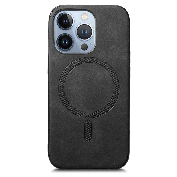 For iPhone 16 Pro Max Solid Color Retro Magsafe PU Back Cover Phone Case(Black) by buy2fix