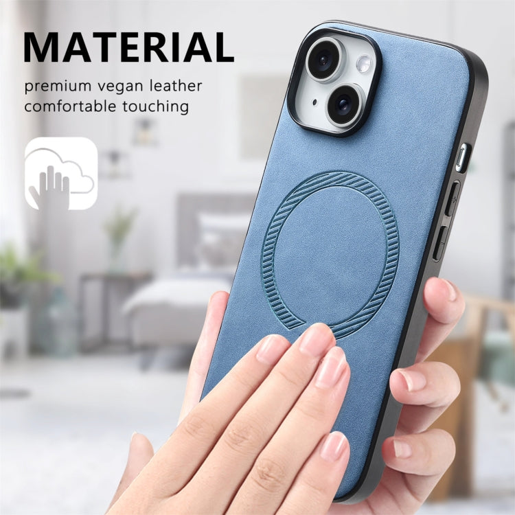 For iPhone 16 Pro Max Solid Color Retro Magsafe PU Back Cover Phone Case(Blue) by buy2fix