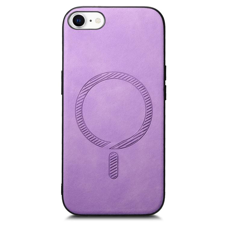 For iPhone 16e Solid Color Retro Magsafe PU Back Cover Phone Case(Purple) - iPhone 16e Cases by buy2fix | Online Shopping UK | buy2fix