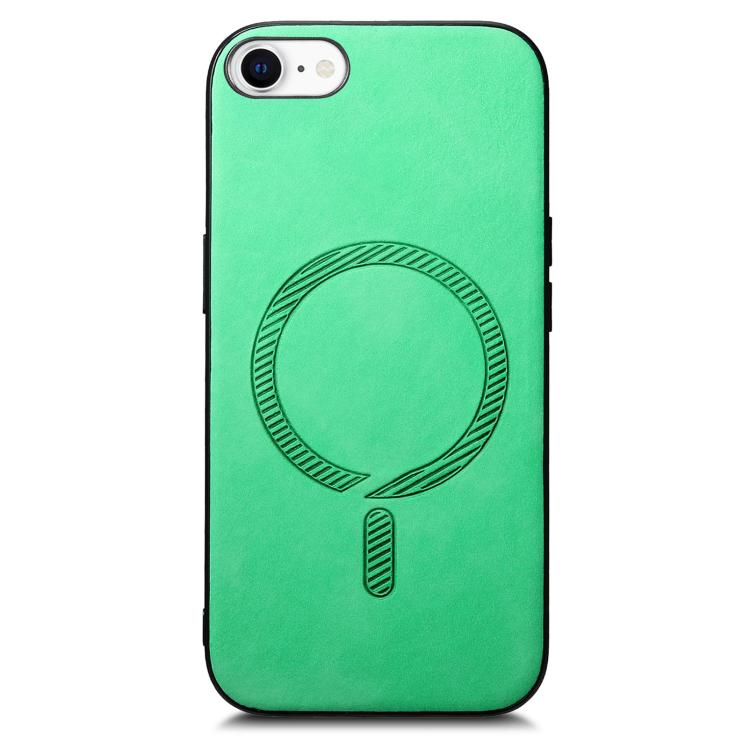 For iPhone 16e Solid Color Retro Magsafe PU Back Cover Phone Case(Green) - iPhone 16e Cases by buy2fix | Online Shopping UK | buy2fix