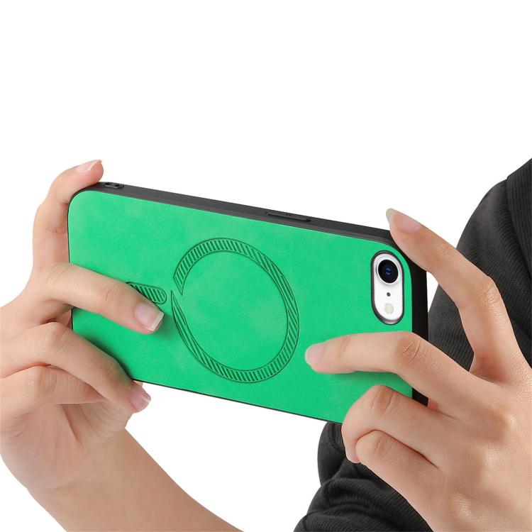 For iPhone 16e Solid Color Retro Magsafe PU Back Cover Phone Case(Green) - iPhone 16e Cases by buy2fix | Online Shopping UK | buy2fix