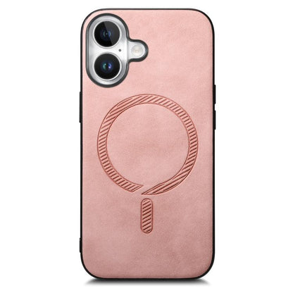 For iPhone 17 Solid Color Retro Magsafe PU Back Cover Phone Case(Pink) - iPhone 17 Cases by buy2fix | Online Shopping UK | buy2fix