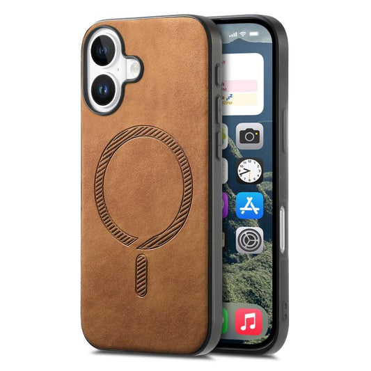 For iPhone 17 Solid Color Retro Magsafe PU Back Cover Phone Case(Brown) - iPhone 17 Cases by buy2fix | Online Shopping UK | buy2fix