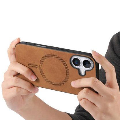For iPhone 17 Solid Color Retro Magsafe PU Back Cover Phone Case(Brown) - iPhone 17 Cases by buy2fix | Online Shopping UK | buy2fix