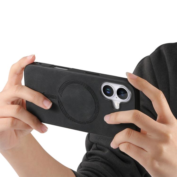 For iPhone 17 Solid Color Retro Magsafe PU Back Cover Phone Case(Black) - iPhone 17 Cases by buy2fix | Online Shopping UK | buy2fix