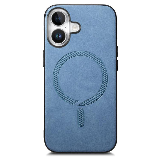 For iPhone 17 Solid Color Retro Magsafe PU Back Cover Phone Case(Blue) - iPhone 17 Cases by buy2fix | Online Shopping UK | buy2fix