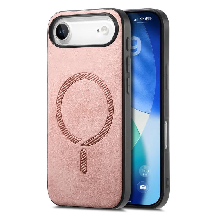 For iPhone Air Solid Color Retro Magsafe PU Back Cover Phone Case(Pink) - iPhone Air Cases by buy2fix | Online Shopping UK | buy2fix
